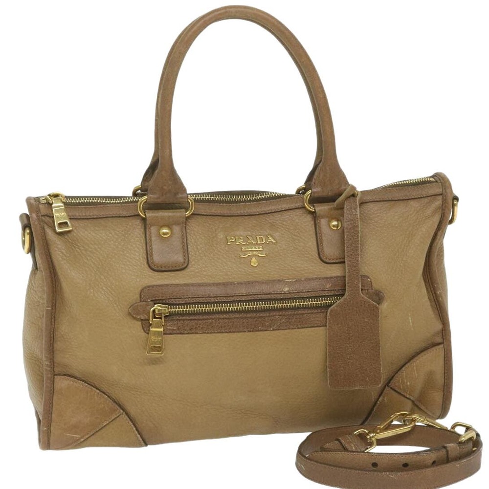 💎✨BEAUTIFUL✨💎 PRADA Hand Bag Leather 2way Brown